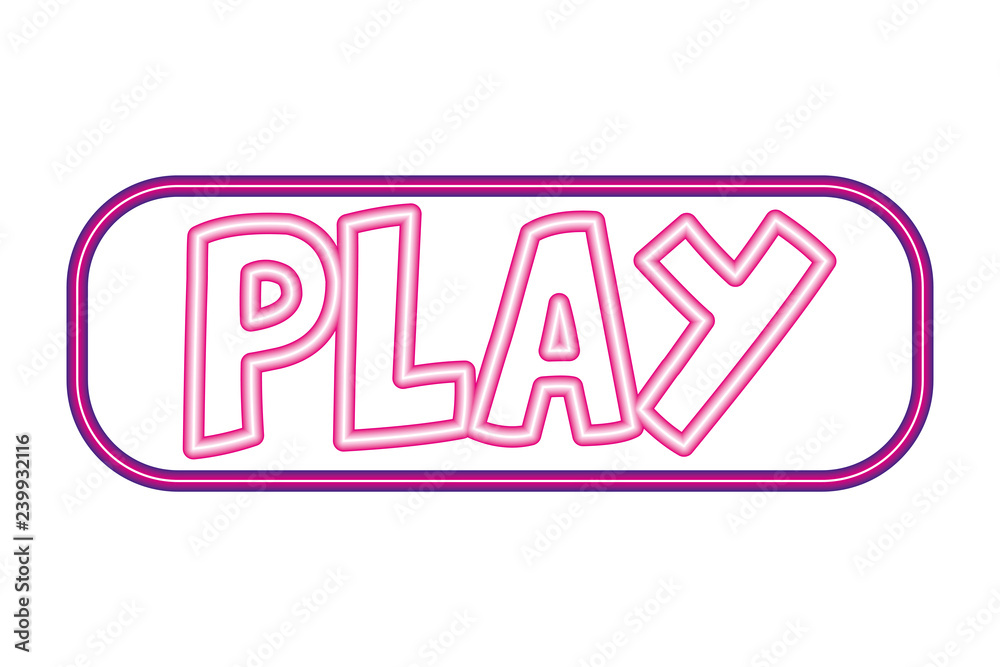 Fototapeta premium play button neon white background
