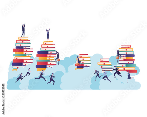group of business with books avatar character