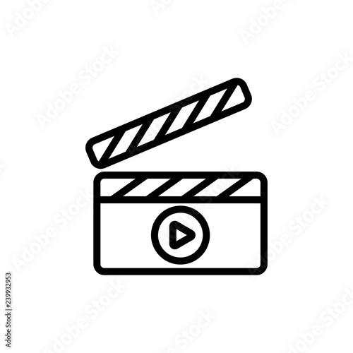 Clapperboard icon vector, in trendy flat style isolated on white background. Cinema icon image, Movie icon illustration, Entertainment, Clapperboard monochrome icon