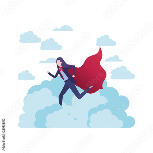 businesswoman with hero coat character
