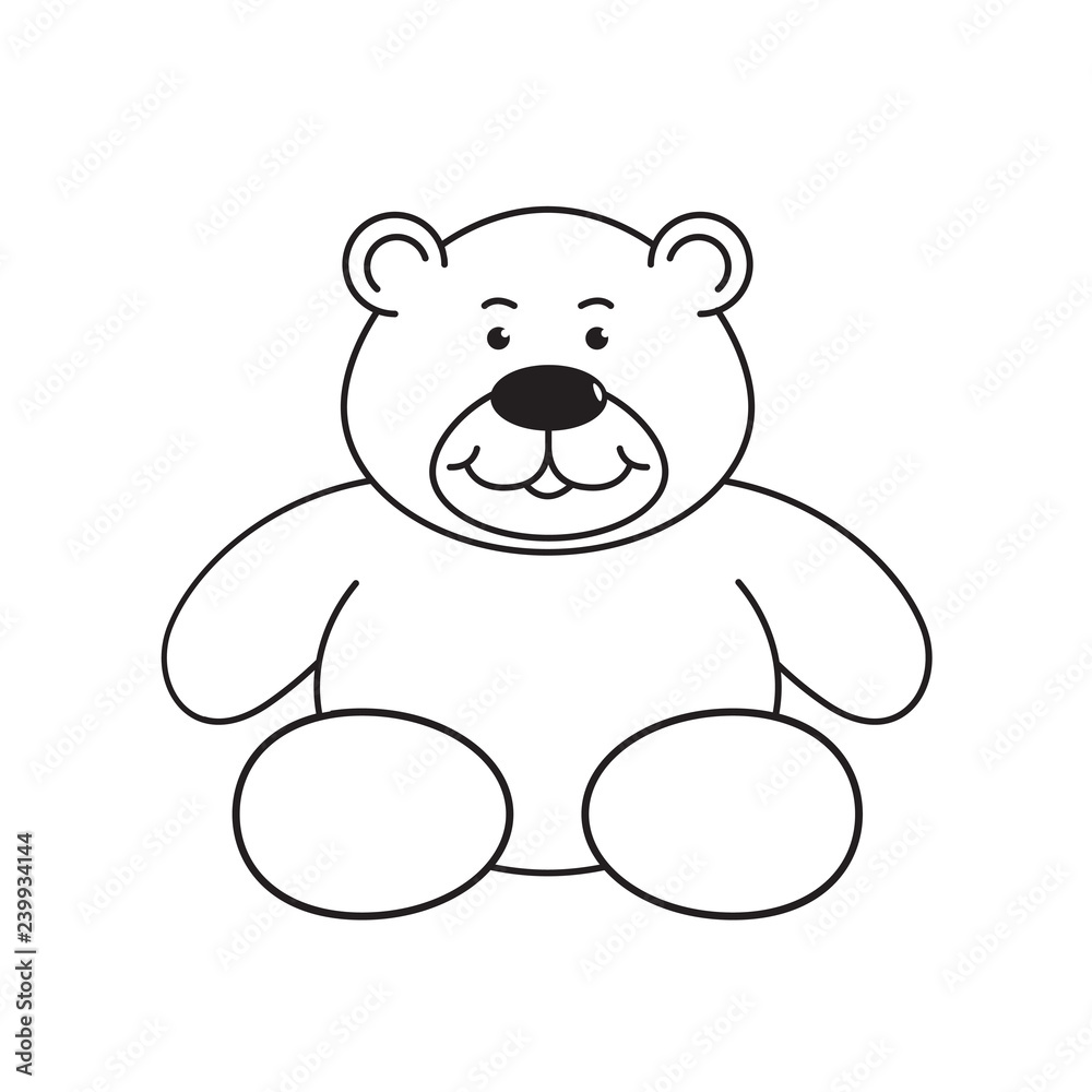 Sitting Bear Black And White Clipart