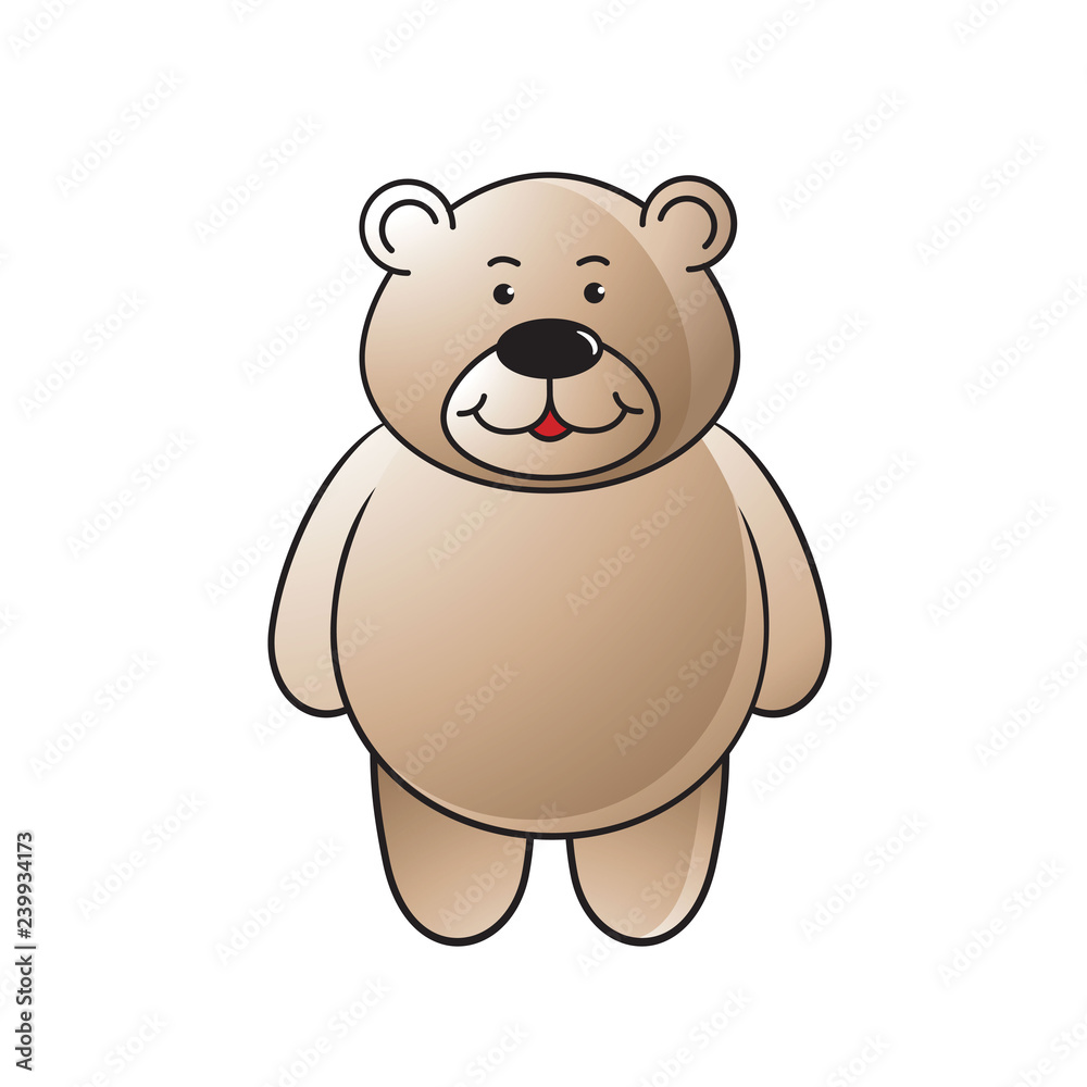 happy cute bear cartoon standing isolated on white background happy cute bear cartoon standing isolated on white background