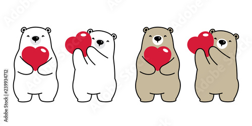 Bear vector polar bear heart valentine hug love cartoon character icon logo isolated illustration