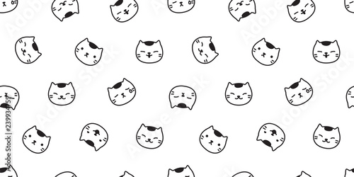 cat seamless pattern kitten vector scarf isolated background repeat wallpaper © CNuisin