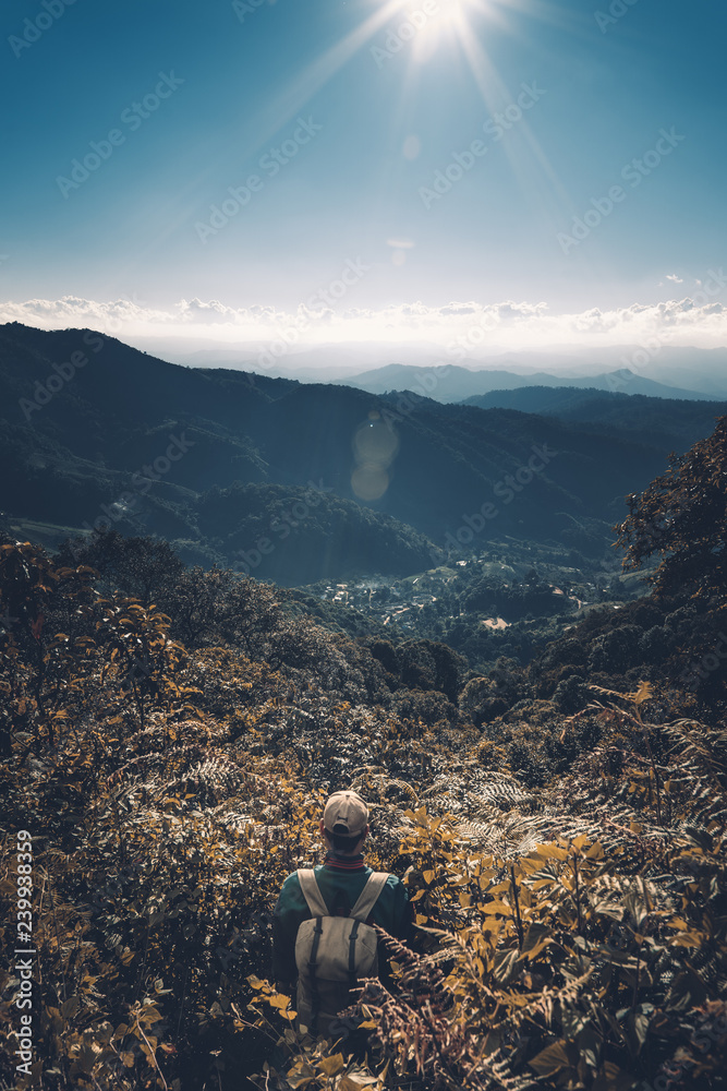 Fototapeta premium Mountain view Daytime countryside Tourist