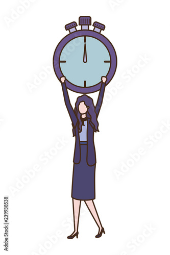 businesswoman with clock avatar character photo