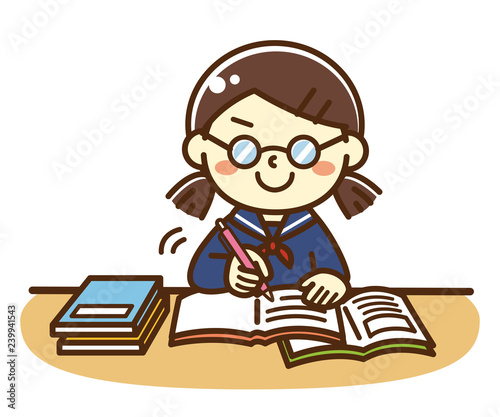 女子中高生　勉強