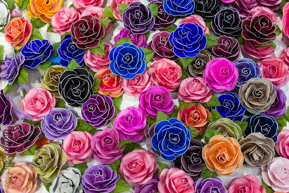 Silk  Roses Flowers Background