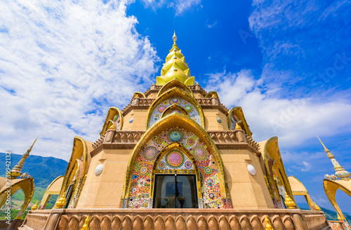 Big Main Pagoda in Wat Phra That Pha Son Kaew temple at Phetchabun Thailand