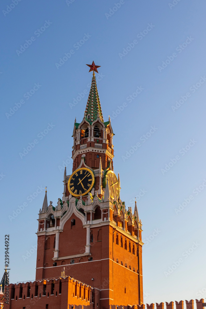 Bell tower in Moscow isolated on a blue sky Bell tower in Moscow isolated on a blue sky