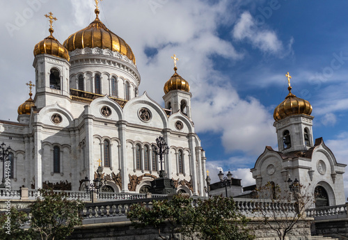 Saviour Christ orthodox cathedral with golden domes, famous landmark in Moscow, Russia