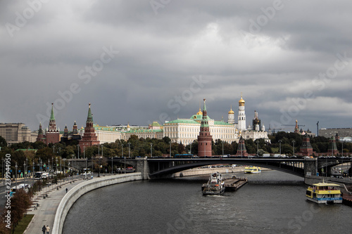 Moscow river skyline with Kremlin in the background
