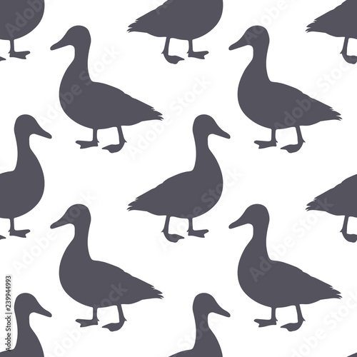 Duck silhouette seamless pattern. Duck meat. Background for food packaging or butcher shop design. Vector illustration.