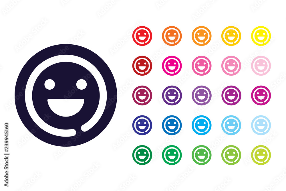 Happy sign icon. Happy color symbol. Happy sign icon. Happy color symbol.