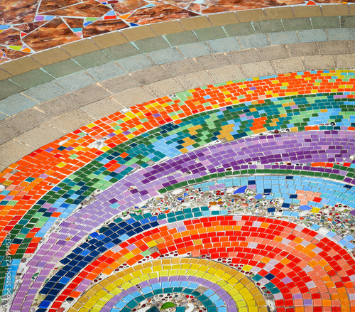 mosaic background - ceramic tiles colorful rainbow background / rainbow pattern abstract tile floor