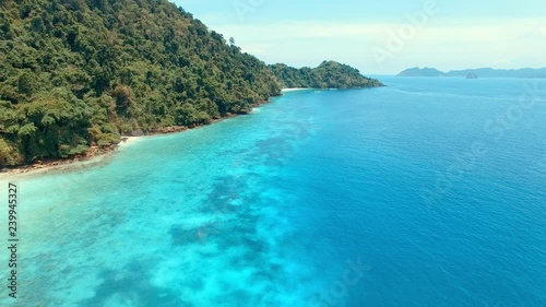 aerial view of beautiful sea water of nyaung oo phee island border myanmar and southern of thailand photo