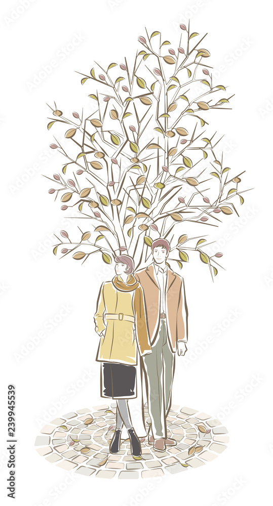 カップルと背景のイラスト Stock Vector Adobe Stock