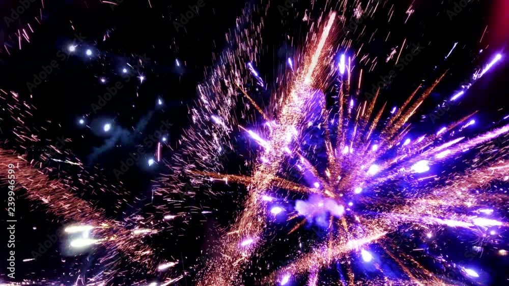  Fireworks background loop, Holiday Party Greeting Background  Happy New Year, Christmas Celebration 