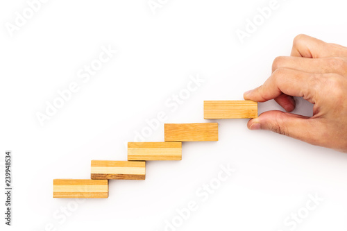 Staircase step to success. Successful business concept. wooden step with copy space