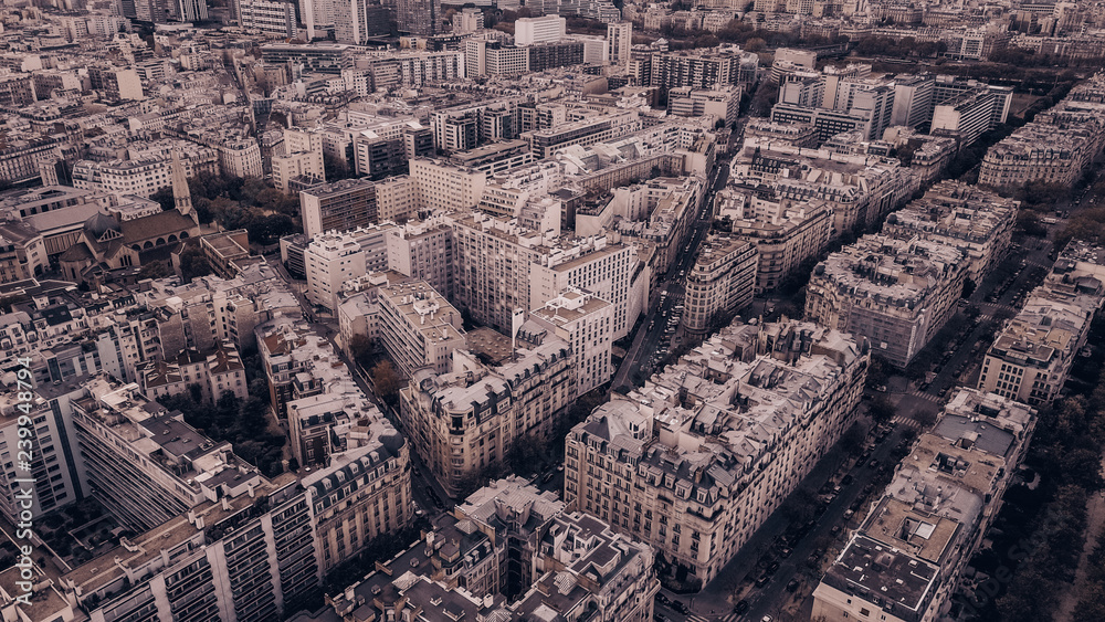 Aerial View to the Paris City Center, France