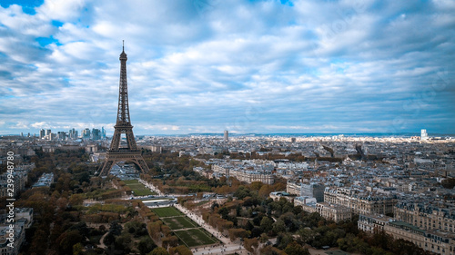 Panoramic View to the Eiffel Tower, with Cloudy Sky, Paris, France
