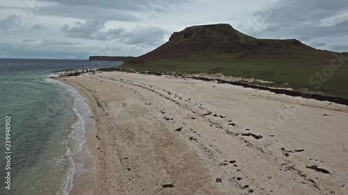 Aerial of the Clagain Coral Beach on the Isle of Skye - Scotland photo