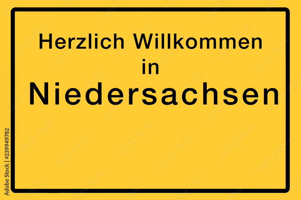 Symbolisches Ortsschild mit Willkommensgruß für ein deutsches Bundesland Symbolisches Ortsschild mit Willkommensgruß für ein deutsches Bundesland
