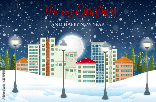 Urban city winter landscape