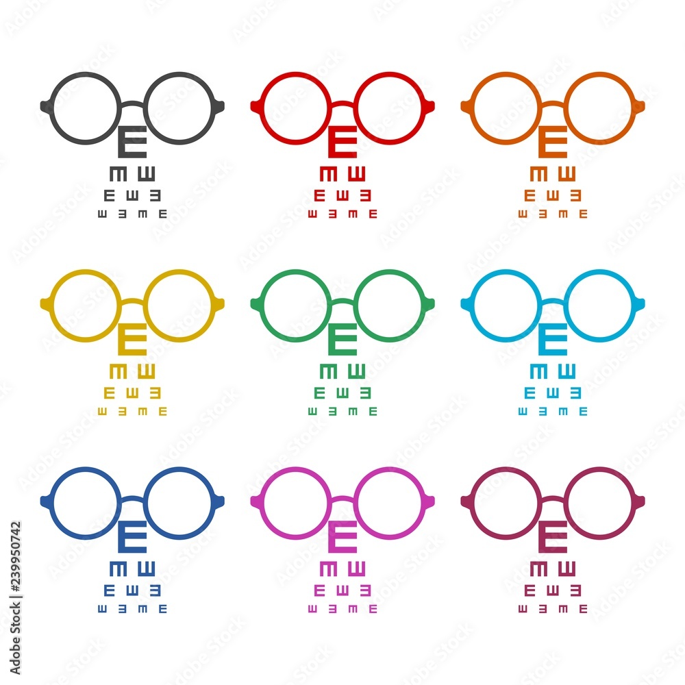Eye test chart icon icon or logo, color set Stock Illustration Adobe