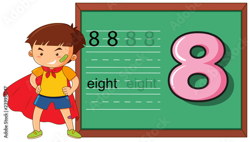 Boy on number eight worksheet