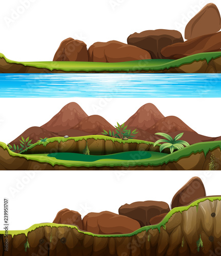 Set of nature landscape