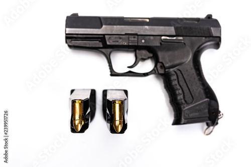 Obraz na płótnie Broń. Pistolet na białym tle.