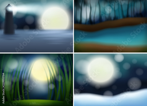 Set of nature blur background