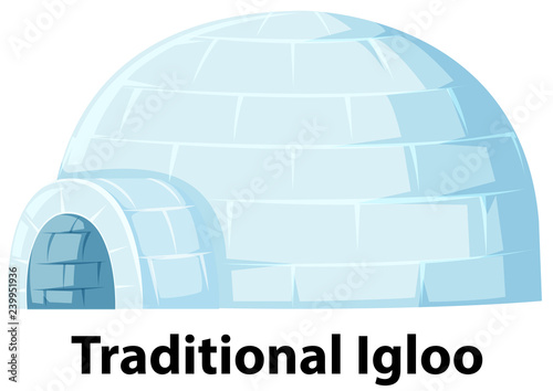 A traditional igloo on white background