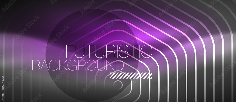 Black and glowing color lines neon design, magin techno template background