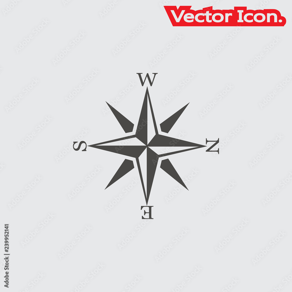 Compass icon isolated sign symbol and flat style for app, web and digital design. Vector illustration. Compass icon isolated sign symbol and flat style for app, web and digital design. Vector illustration.