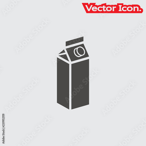 Milk or juice carton package icon isolated sign symbol and flat style for app, web and digital design. Vector illustration.