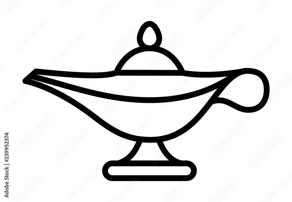 Vetor De Magic Lamp Of The Genie Jinn Line Art Vector Icon For Apps And