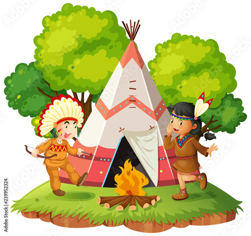 Native Americans nect to teepee