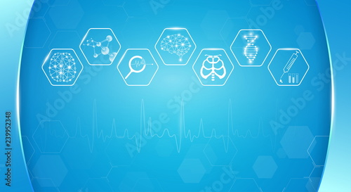 abstract background technology concept in blue light,brain and human body heal ,technology modern medical science in future and global international medical with tests analysis clone DNA human