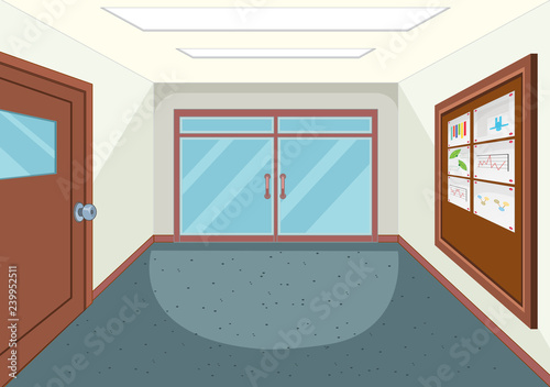 An empty school hallway