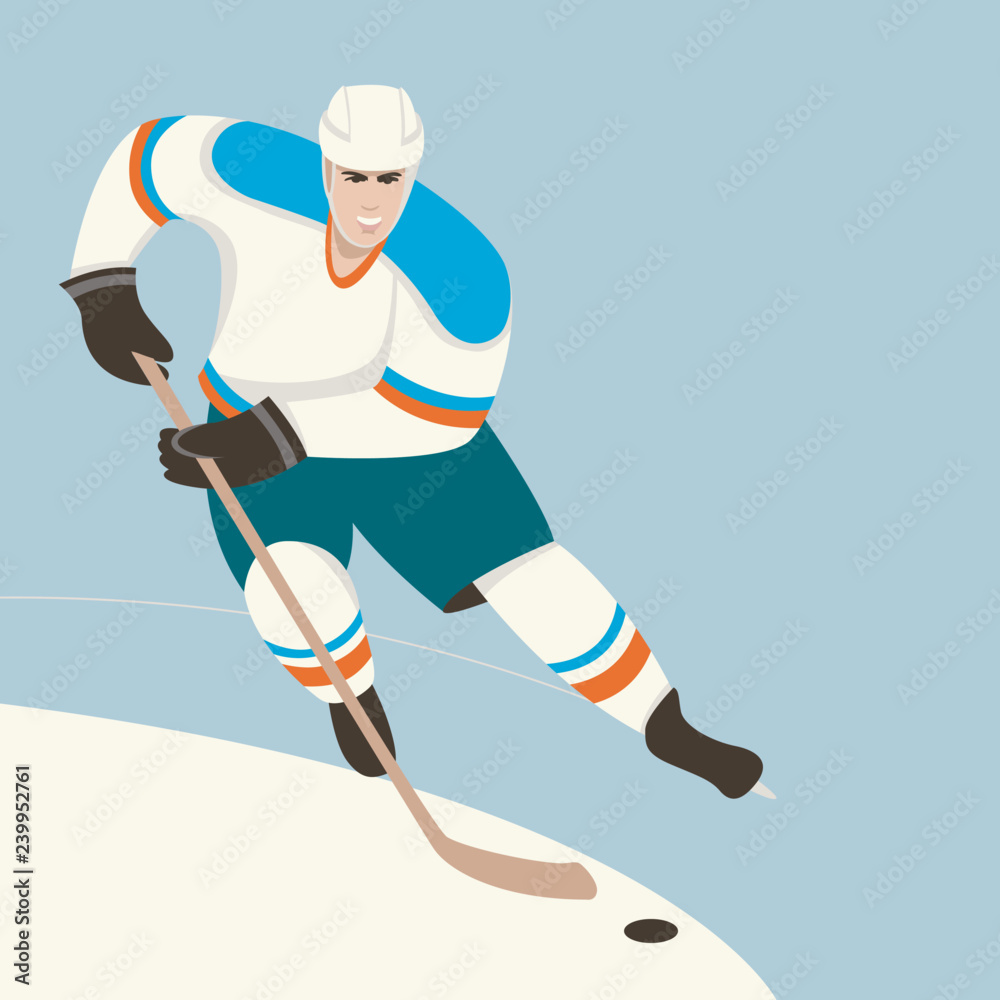Fototapeta premium hockey player ,vector illustration ,flat style, 