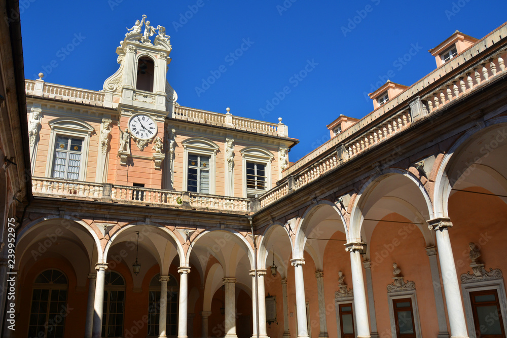 Palazzo Doria Tursi on via Garibaldi. It is one of the Palazzi dei Rolli which is listed as UNESCO World Heritage since 2006, Genova, Genoa, Italy