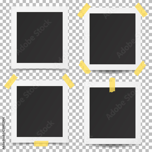 Old photo frames isolated on transparent background.