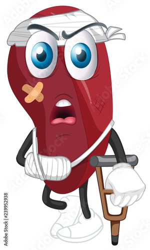 An injured lung on white background