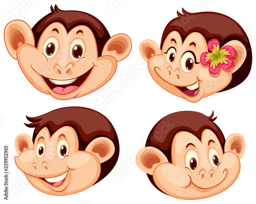 Set of monkey facial expression
