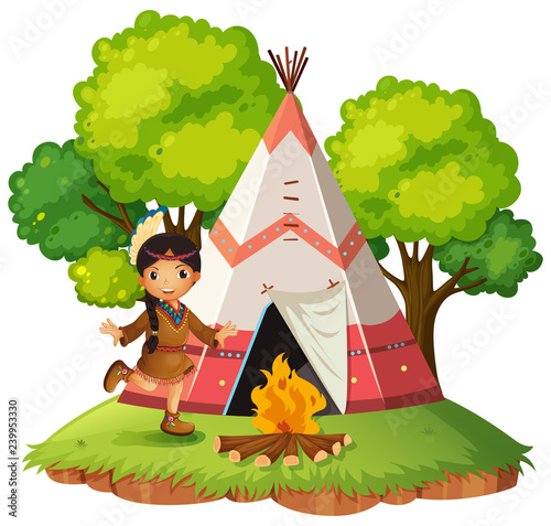 Indian infront of teepee