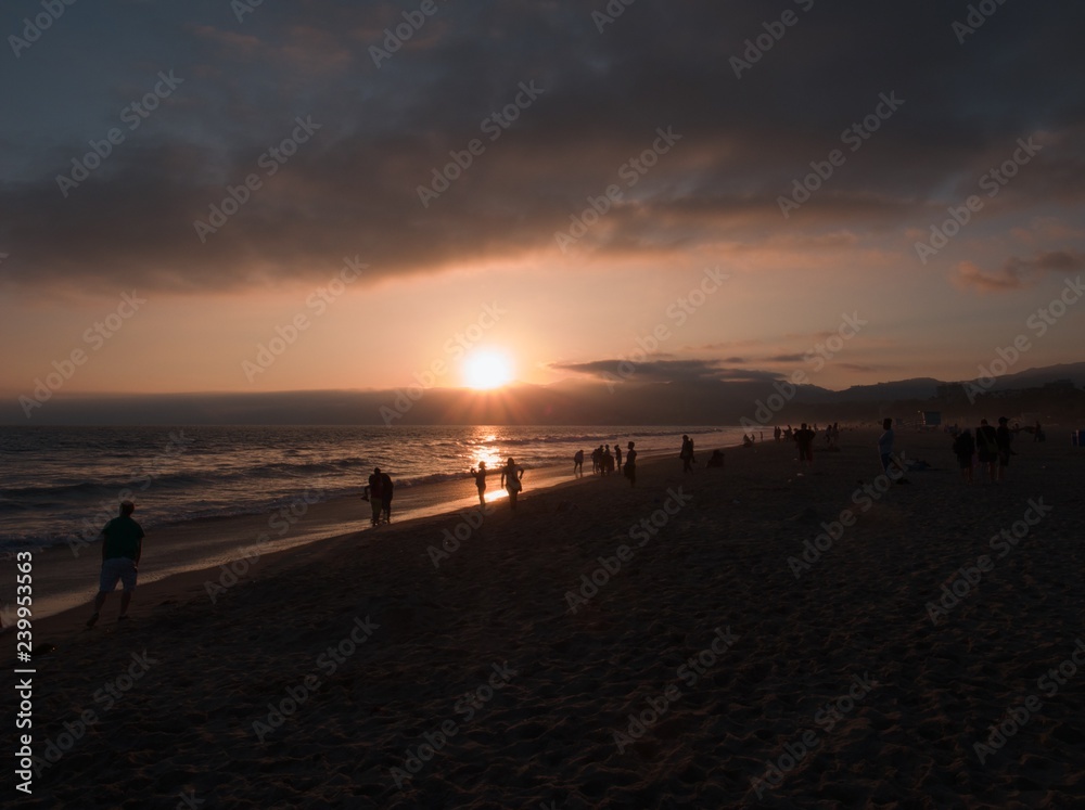 The Pacific ocean during sunset. Landscape with beautiful sea.