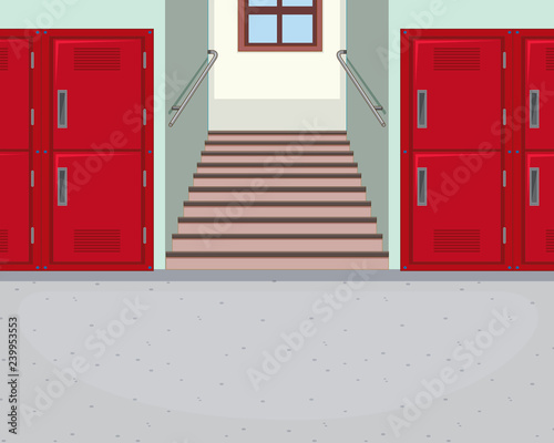 Empty school hallway background