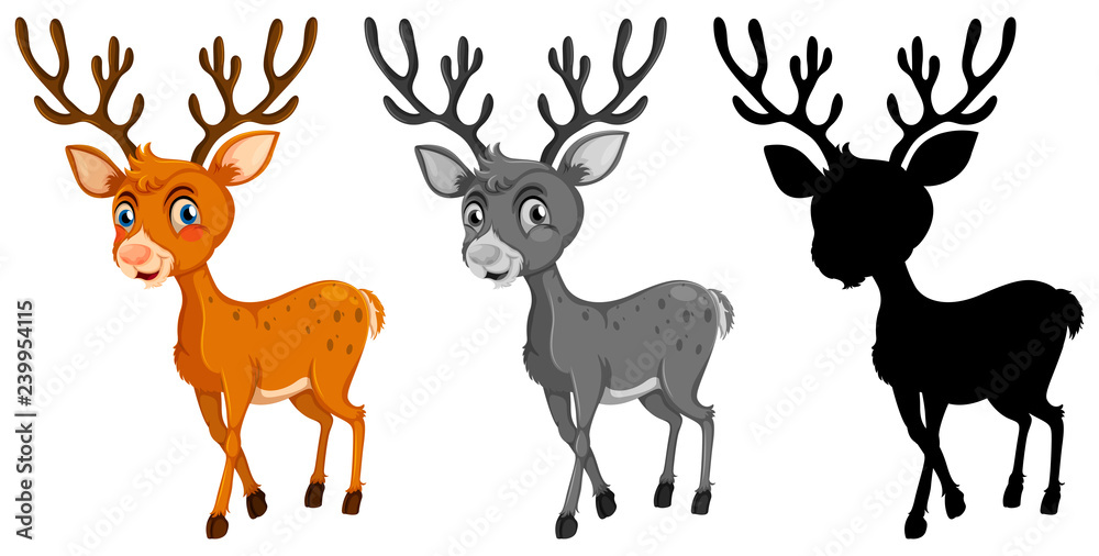 Set of reindeer character Set of reindeer character